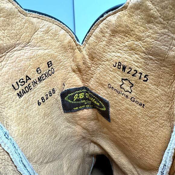 J.B. Dillon Black White Goat Leather Cowgirl Boots 6 Wings Cross Mexico Western - Picture 11 of 12